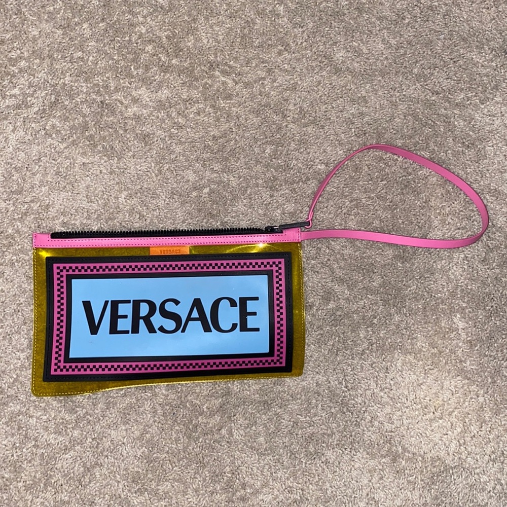 Versace clear clutch